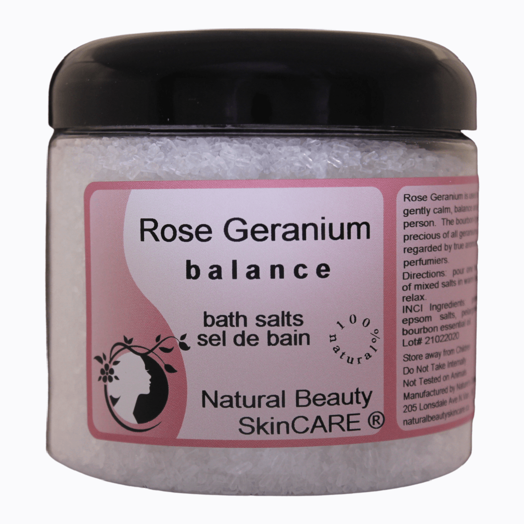 Rose Geranium Bath Salts 500gm - Natural Beauty Skincare® - Nature's Creations - Shop Online