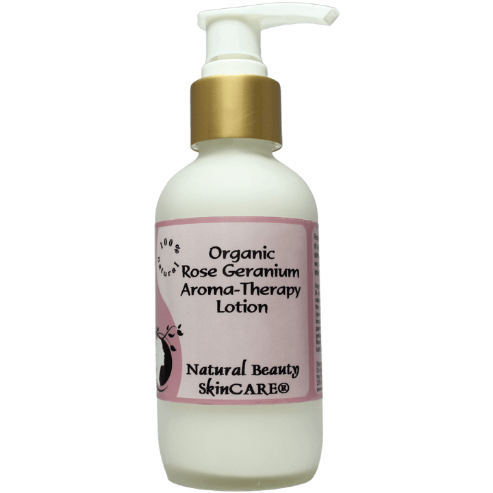 Organic Rose Geranium Aroma-Therapy Body Lotion - Natural Beauty Skincare® - Nature's Creations - Shop Online