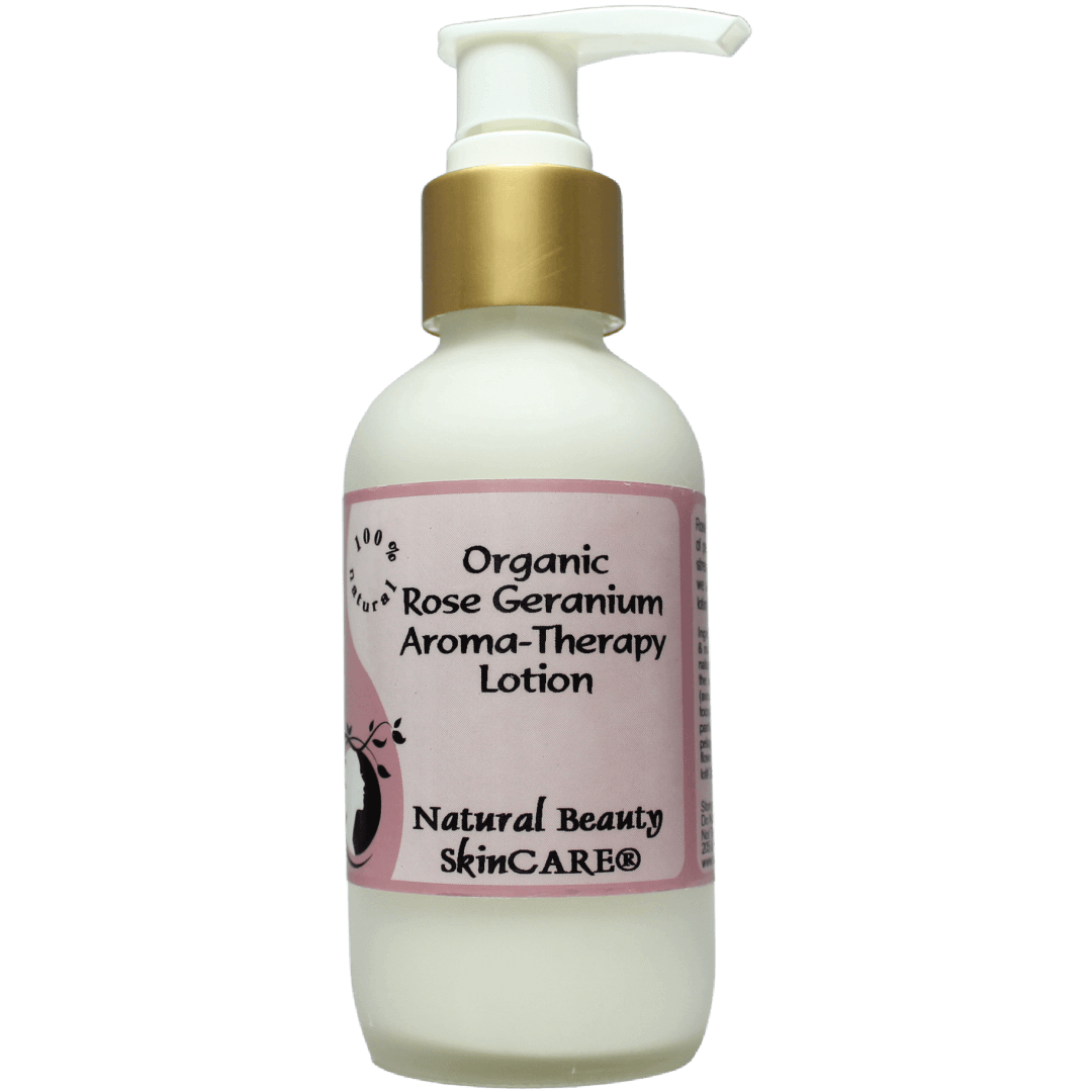 Organic Rose Geranium Aroma-Therapy Body Lotion - Natural Beauty Skincare® - Nature's Creations - Shop Online