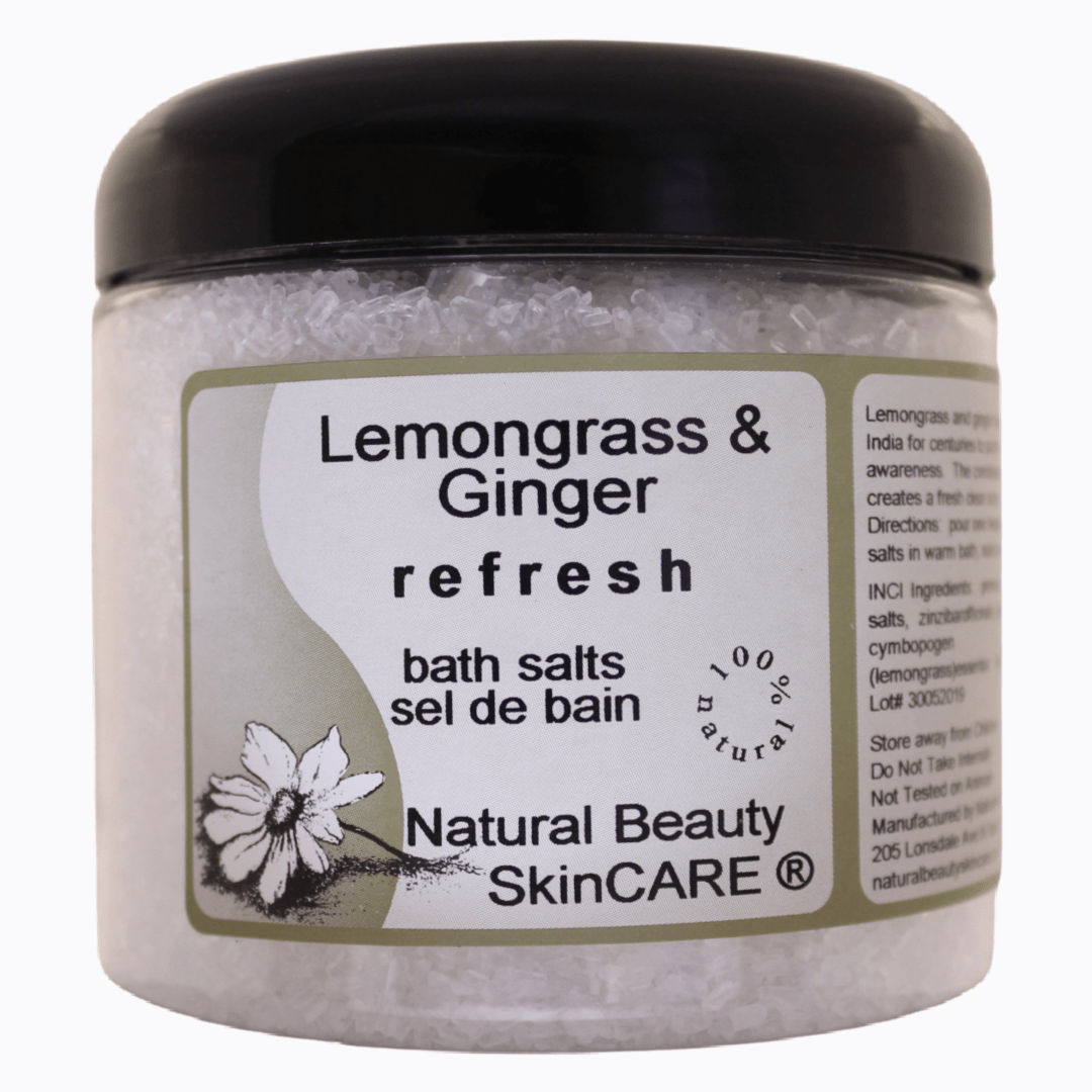 Lemongrass & Ginger Bath Salts 500gm - Natural Beauty Skincare® - Nature's Creations - Shop Online